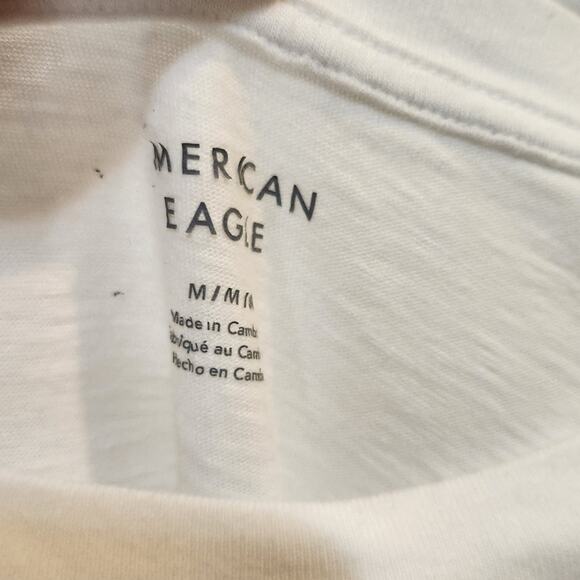 American Eagle White Short Sleeve Crew Neck Cactus Graphic T-Shirt Tee Medium - Picture 5 of 5